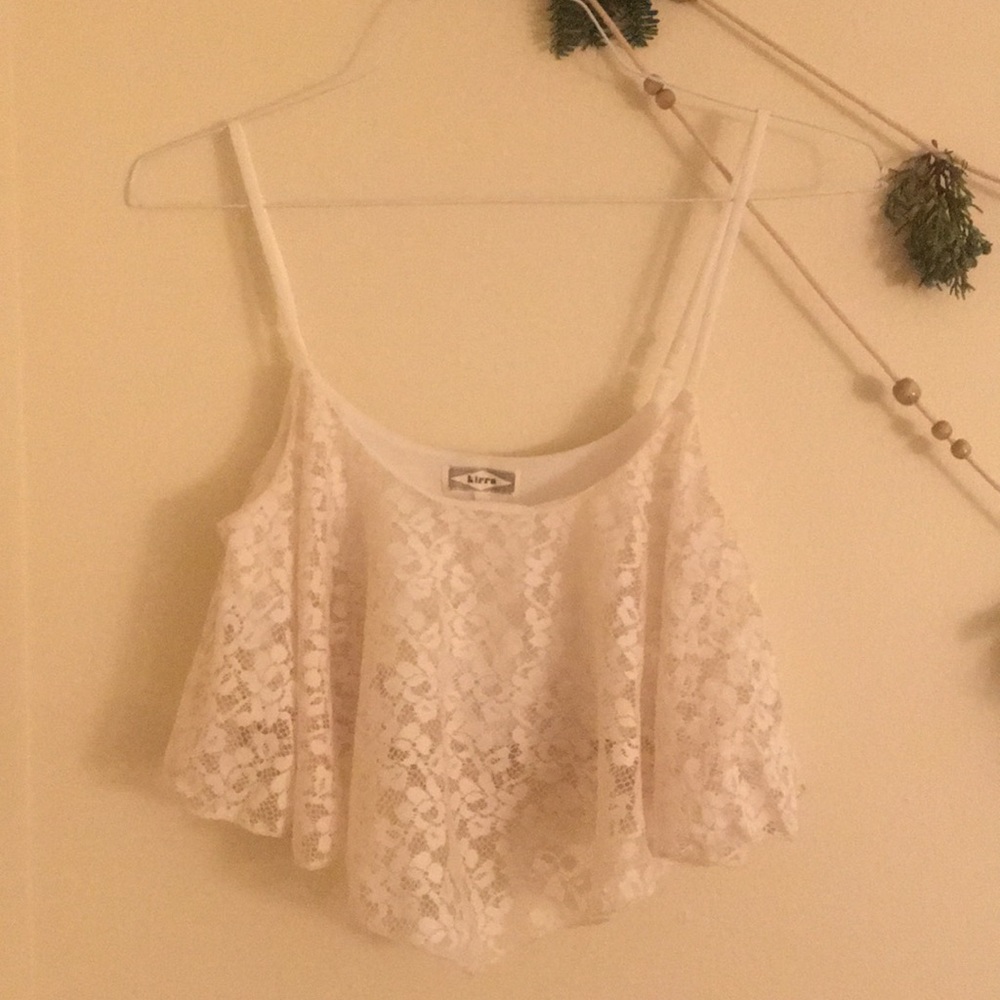 Cream tank crop top